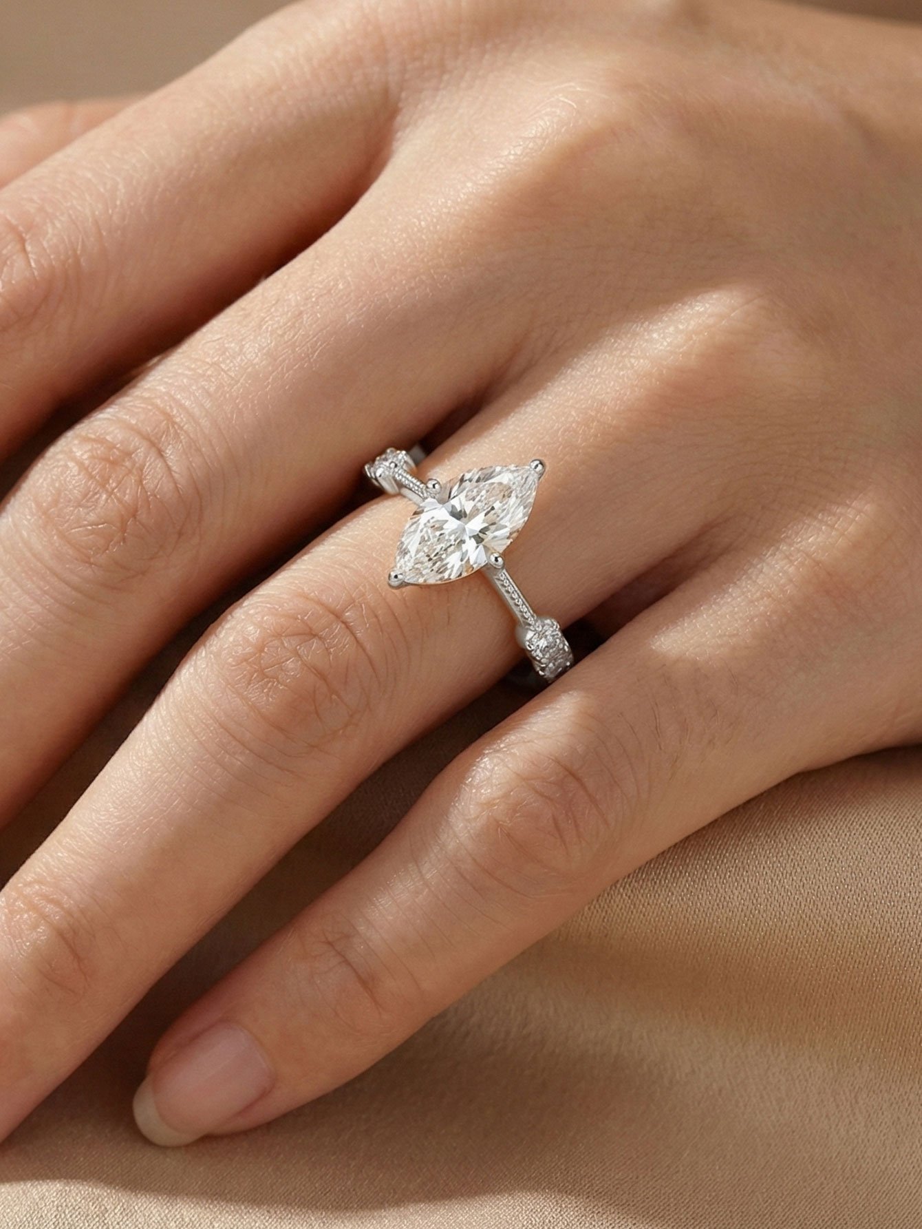 Silver Marquise Cut Zircon Ring
