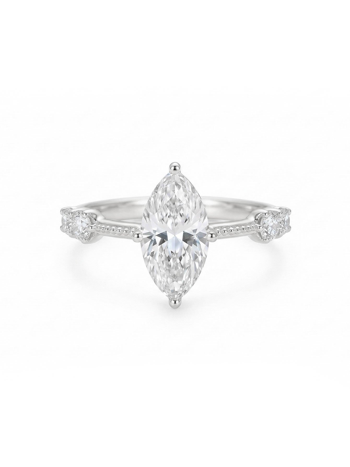 Silver Marquise Cut Zircon Ring