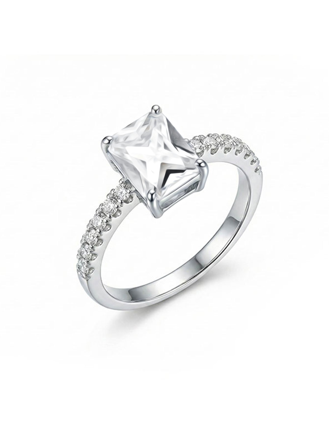 Silver Plated Cubic Zirconia Engagement Ring