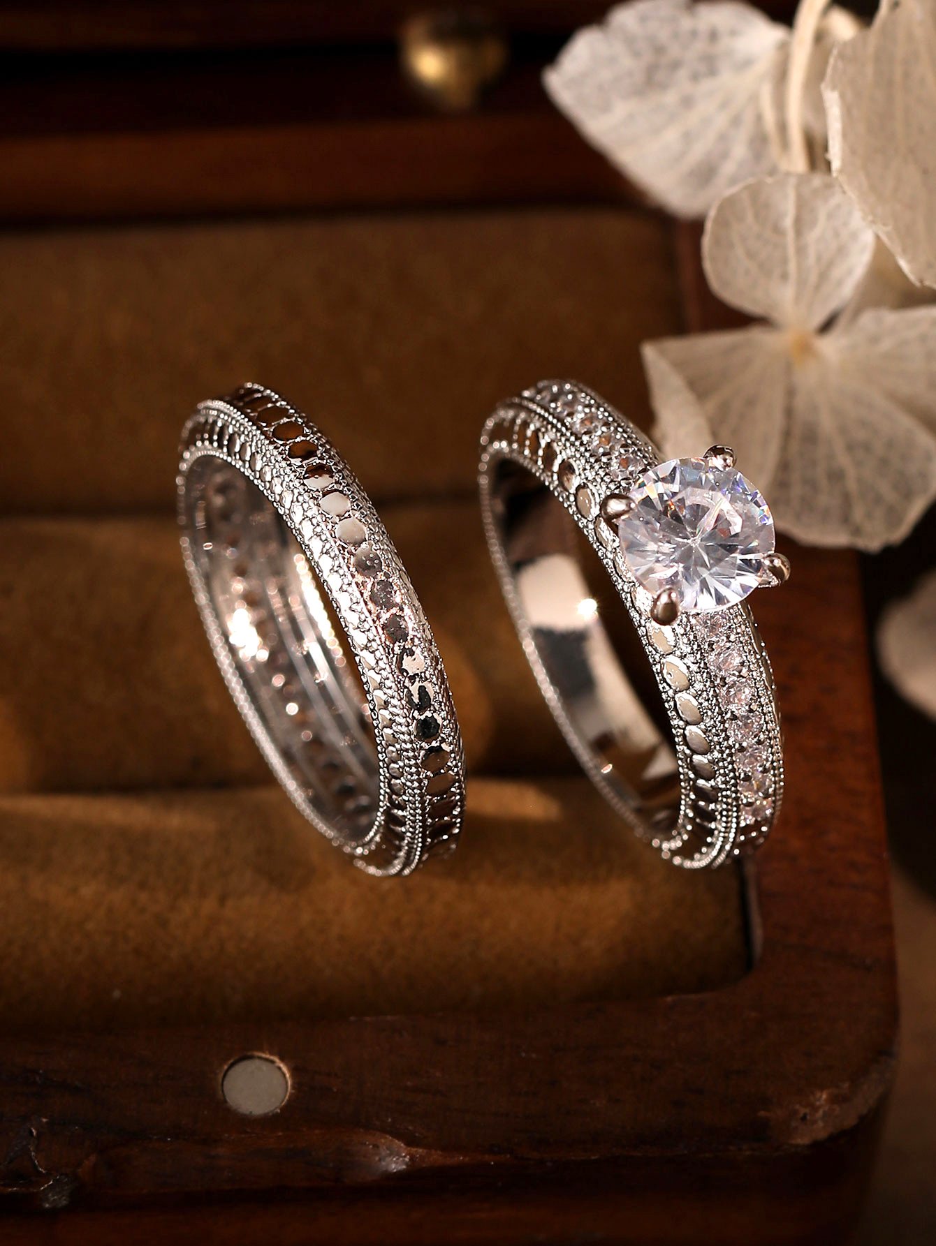 Silver Cubic Zirconia Ring Set
