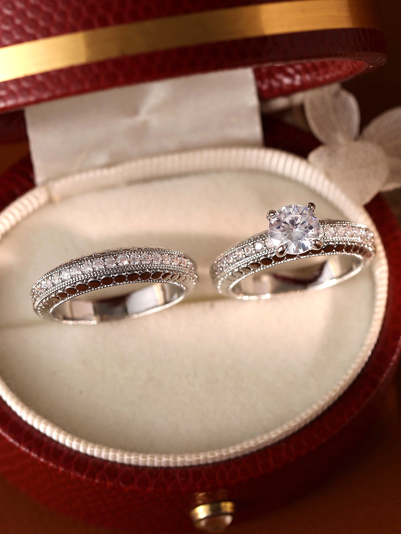 Silver Cubic Zirconia Ring Set