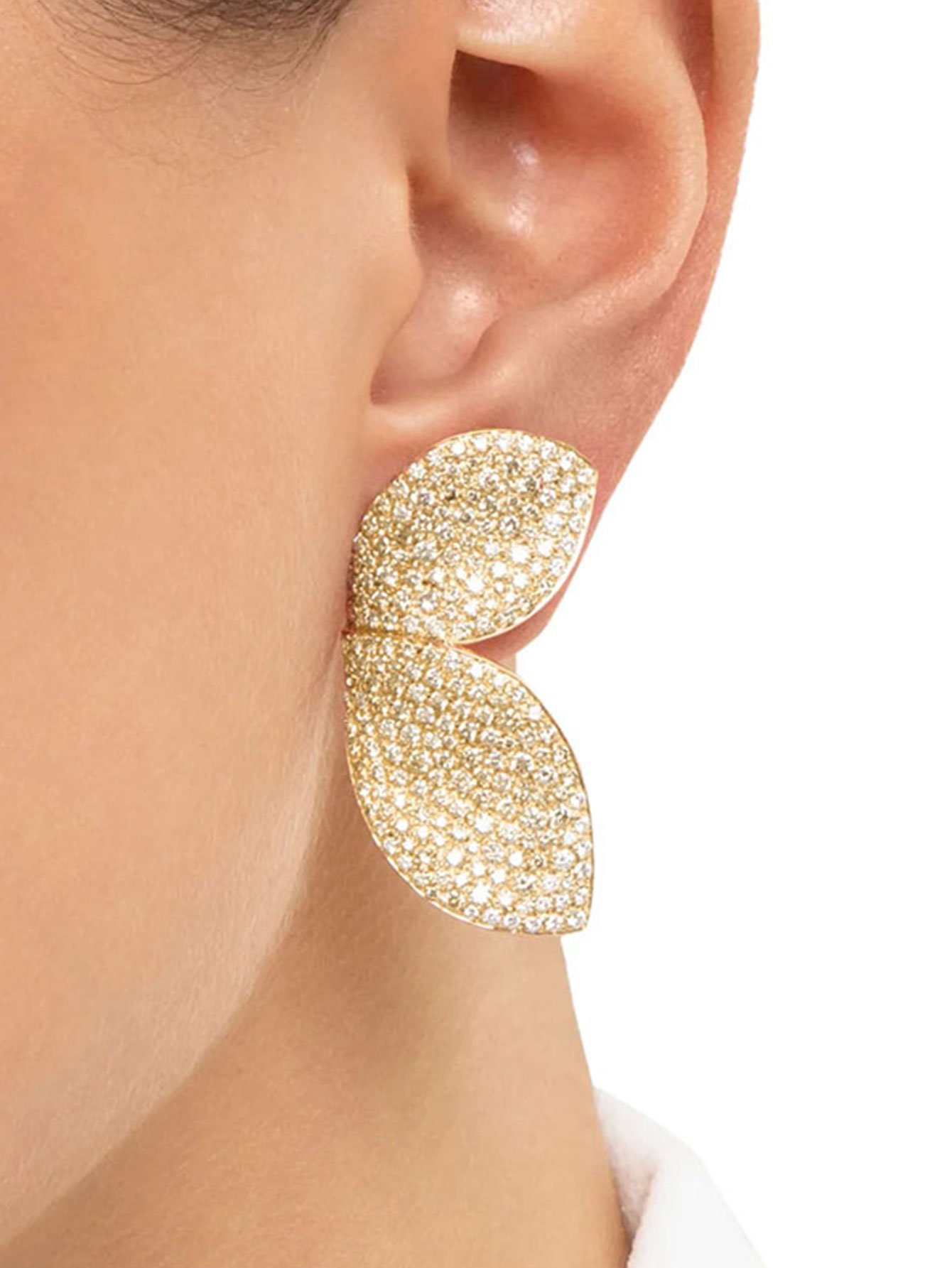 Golden Petal Diamond Earrings -  Party Jewelry for Women