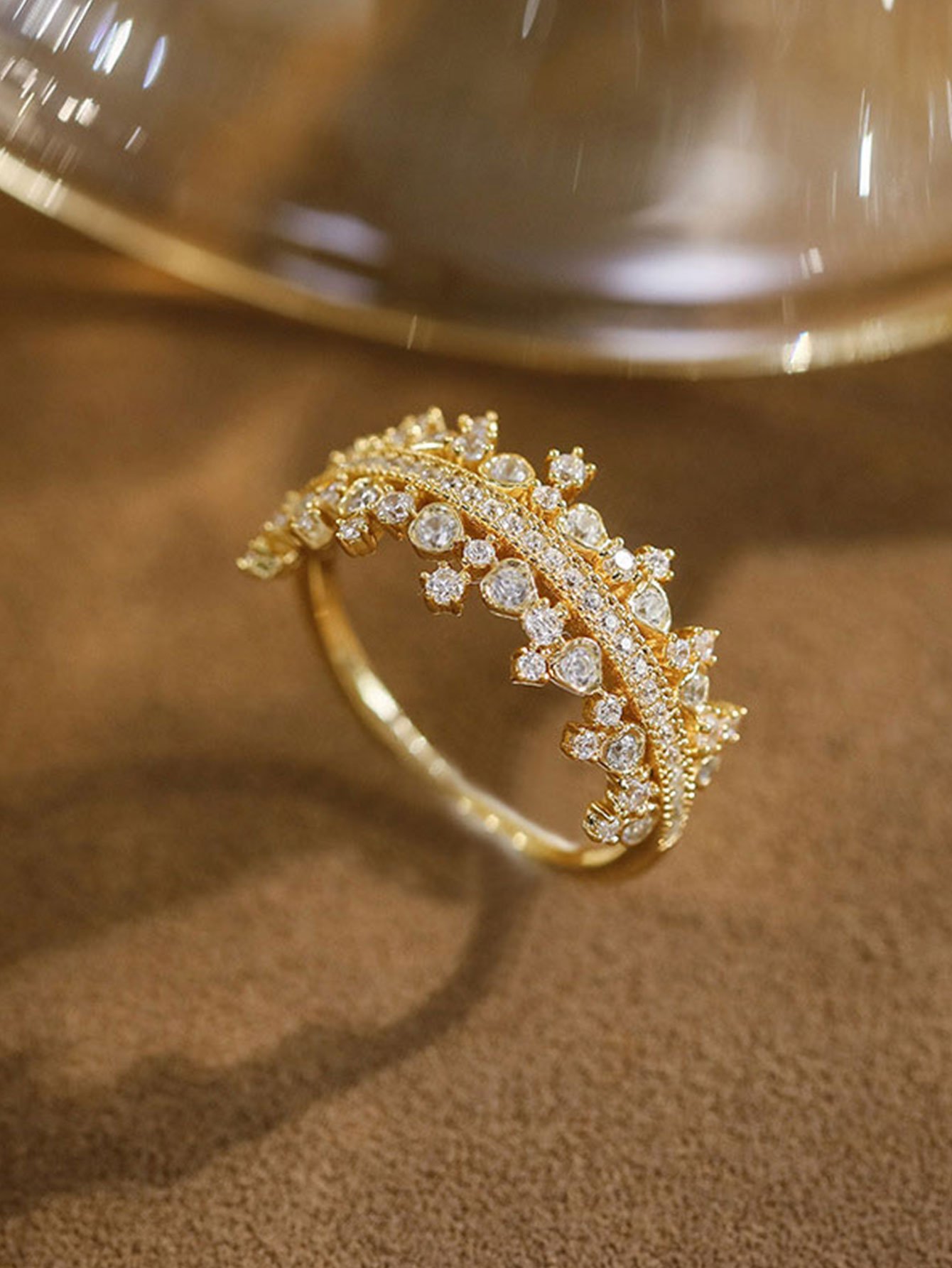 Golden Crown Zircon Ring