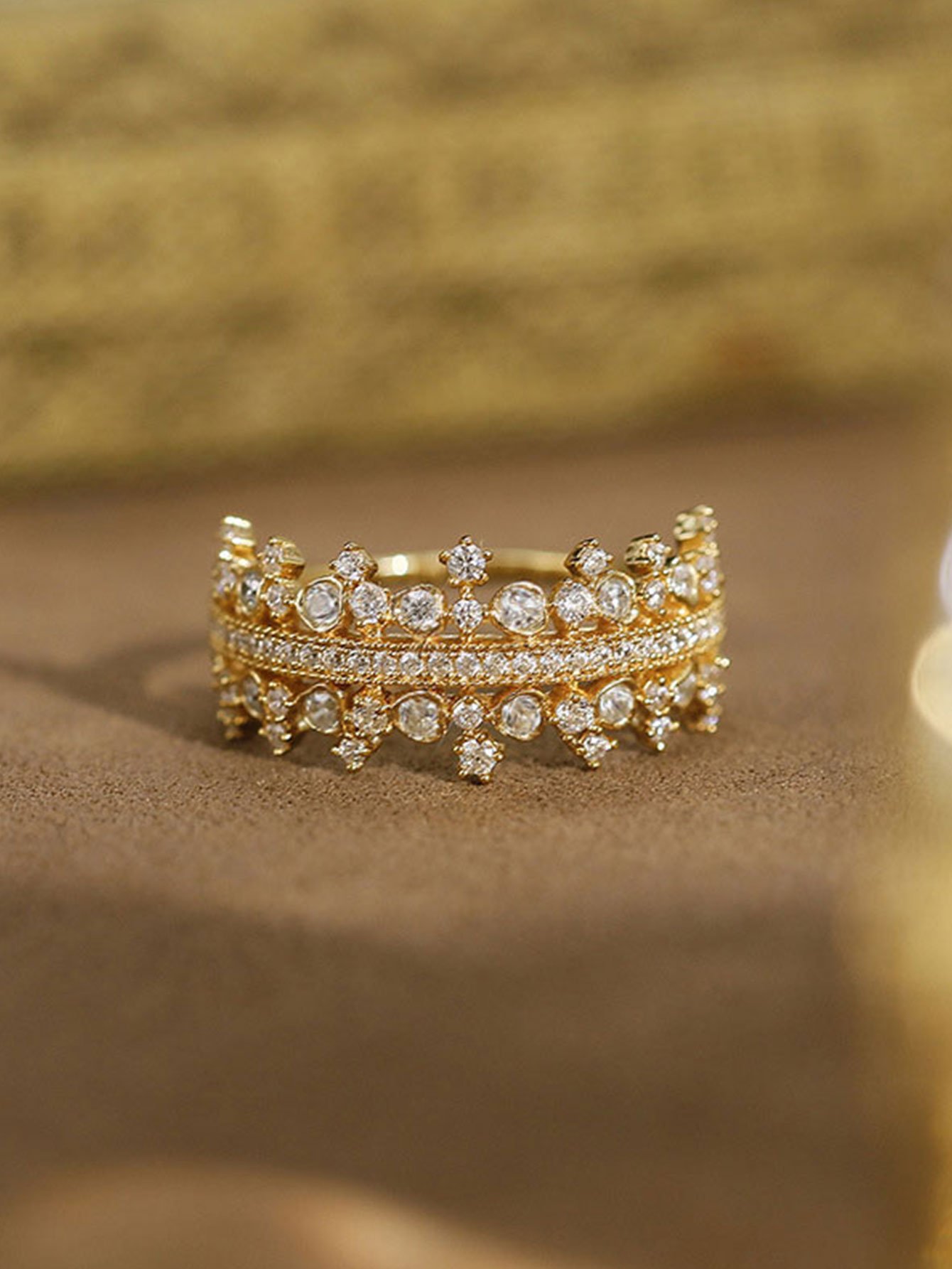 Golden Crown Zircon Ring