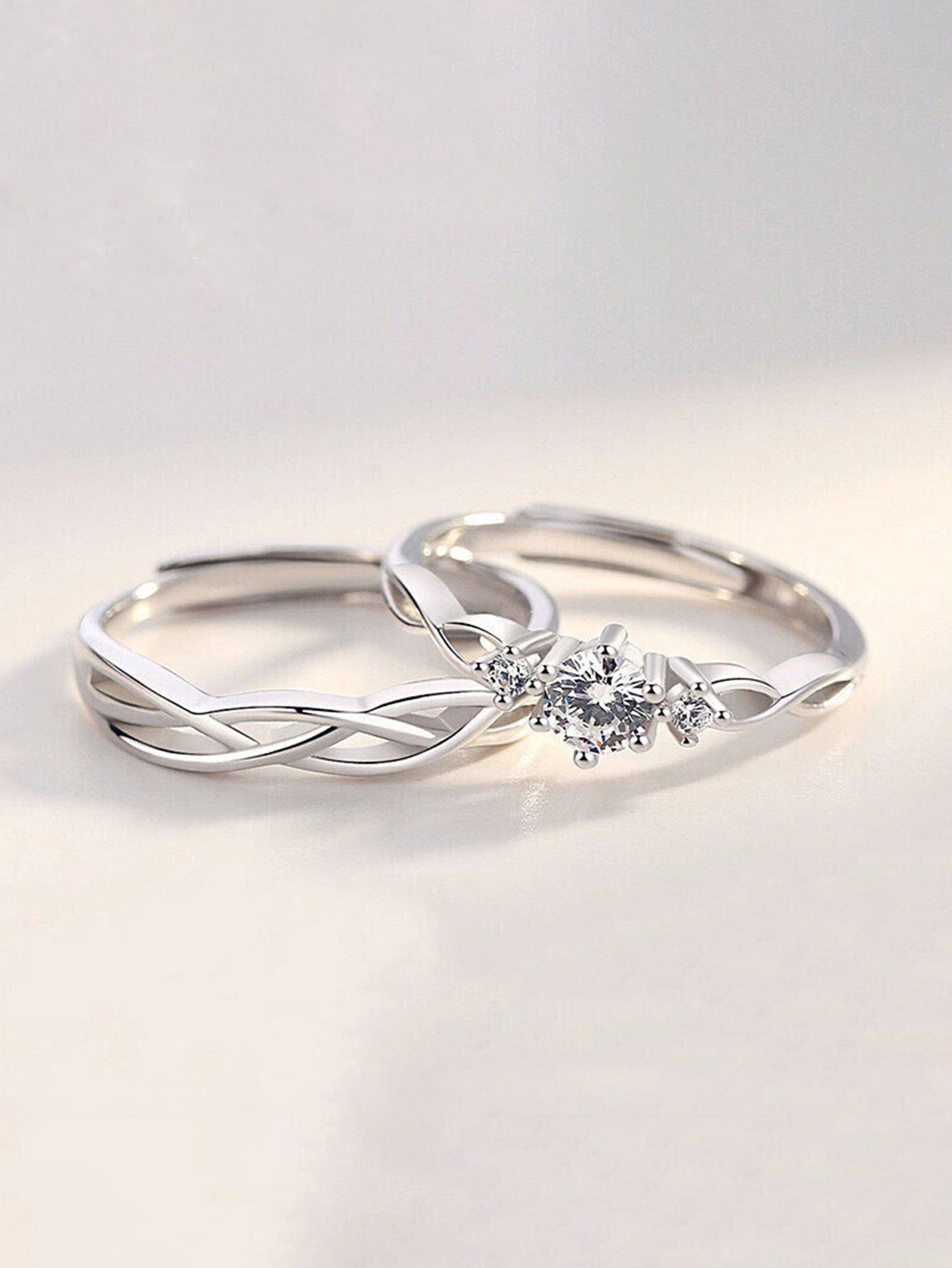 Silver Cubic Zirconia Ring Set