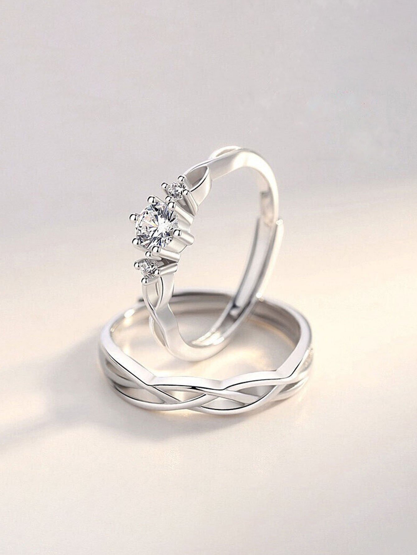 Silver Cubic Zirconia Ring Set