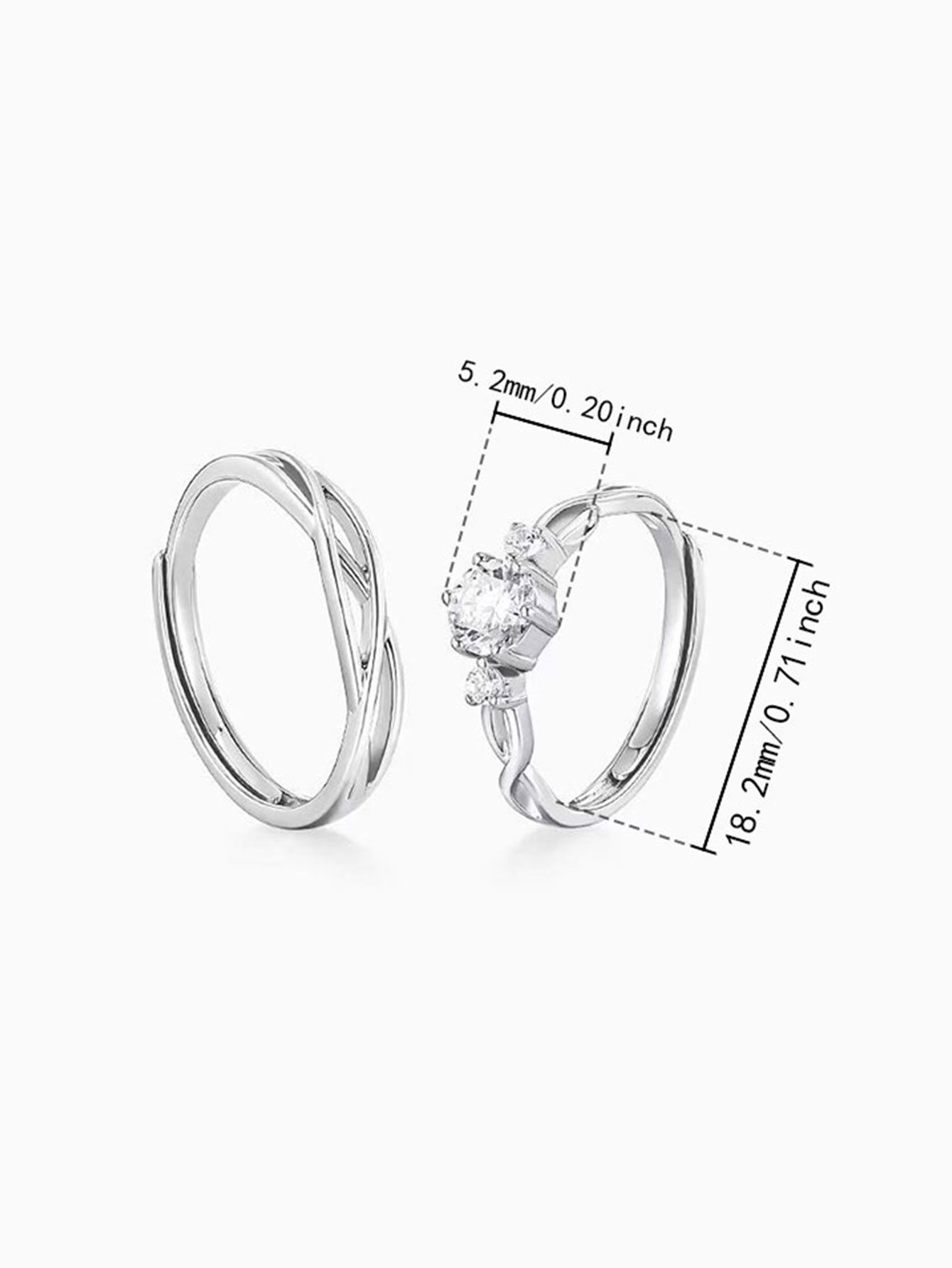 Silver Cubic Zirconia Ring Set