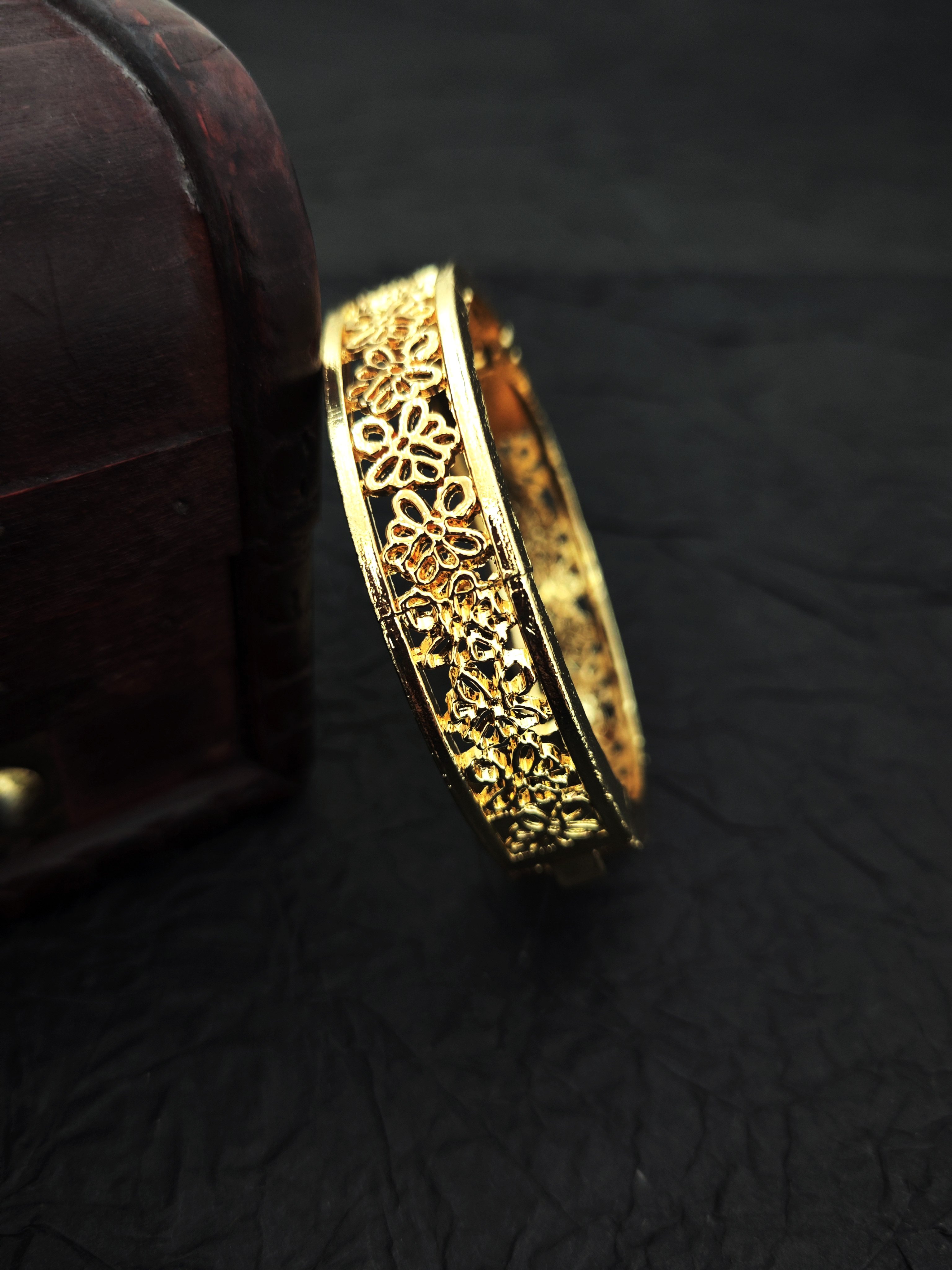 Gold Filigree Bangle Bracelet - Everyday Wear.