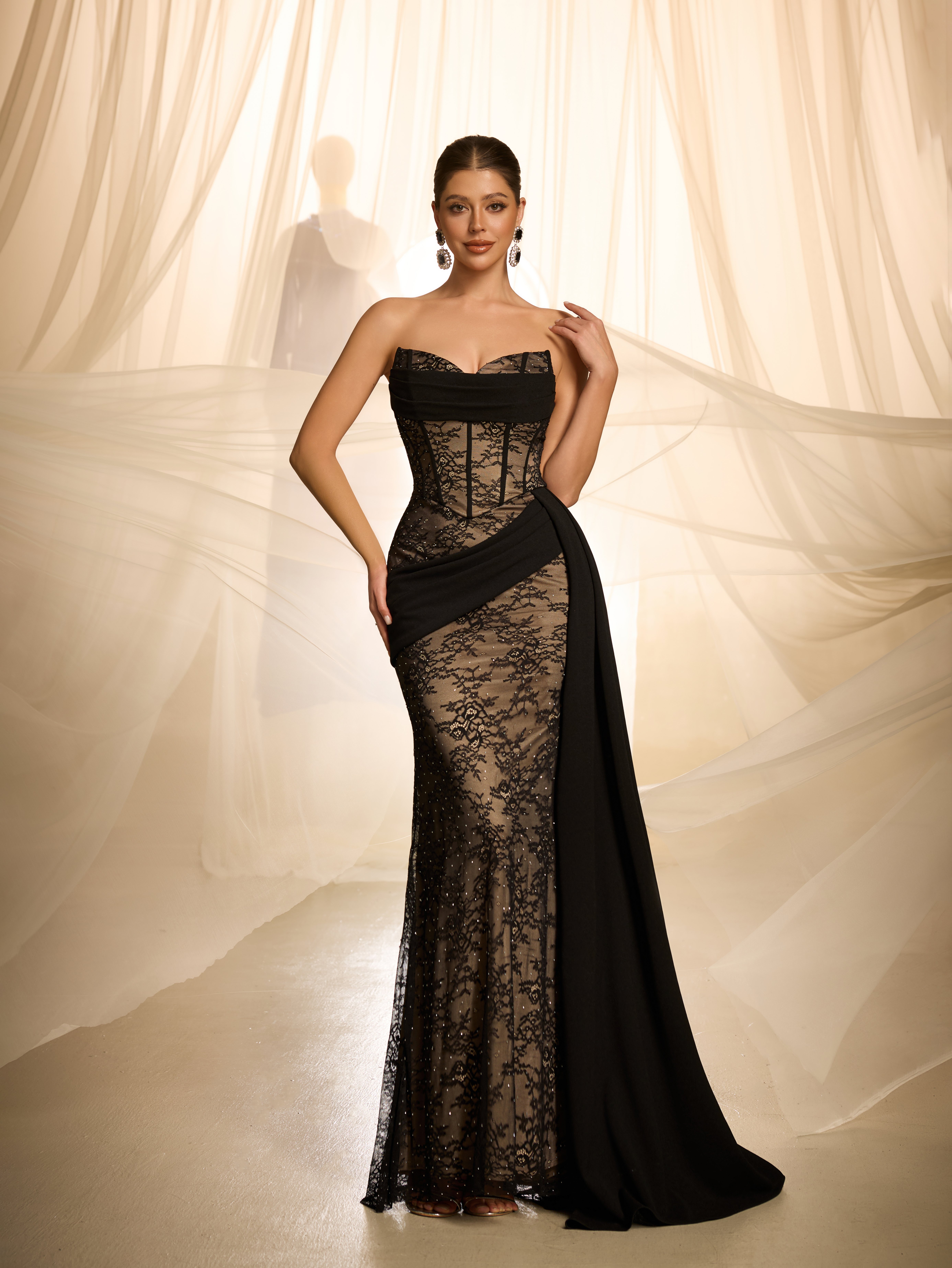 Black Lace Sleeveless Bodycon Maxi Dress