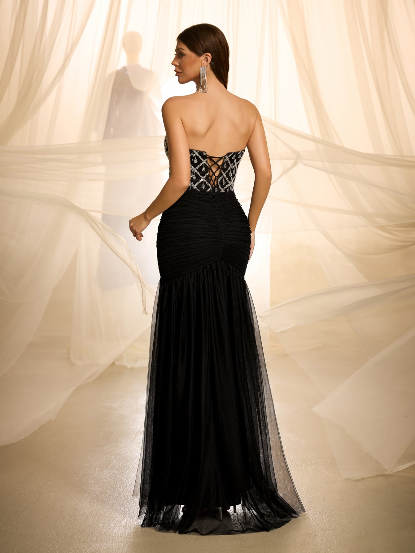 Black Embroidered Sleeveless Maxi Dress