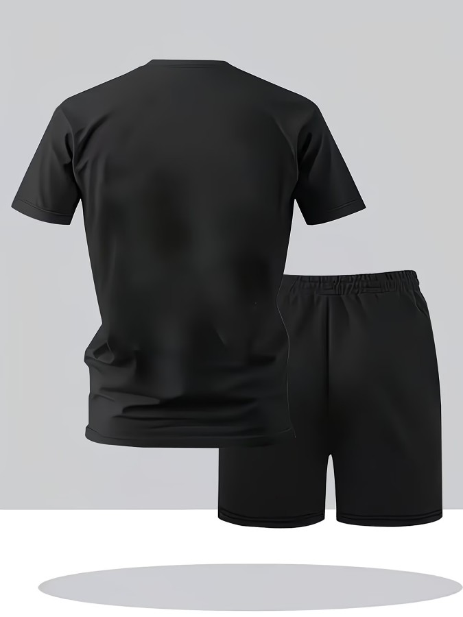 Black Solid Regular and Shorts Co-Ords