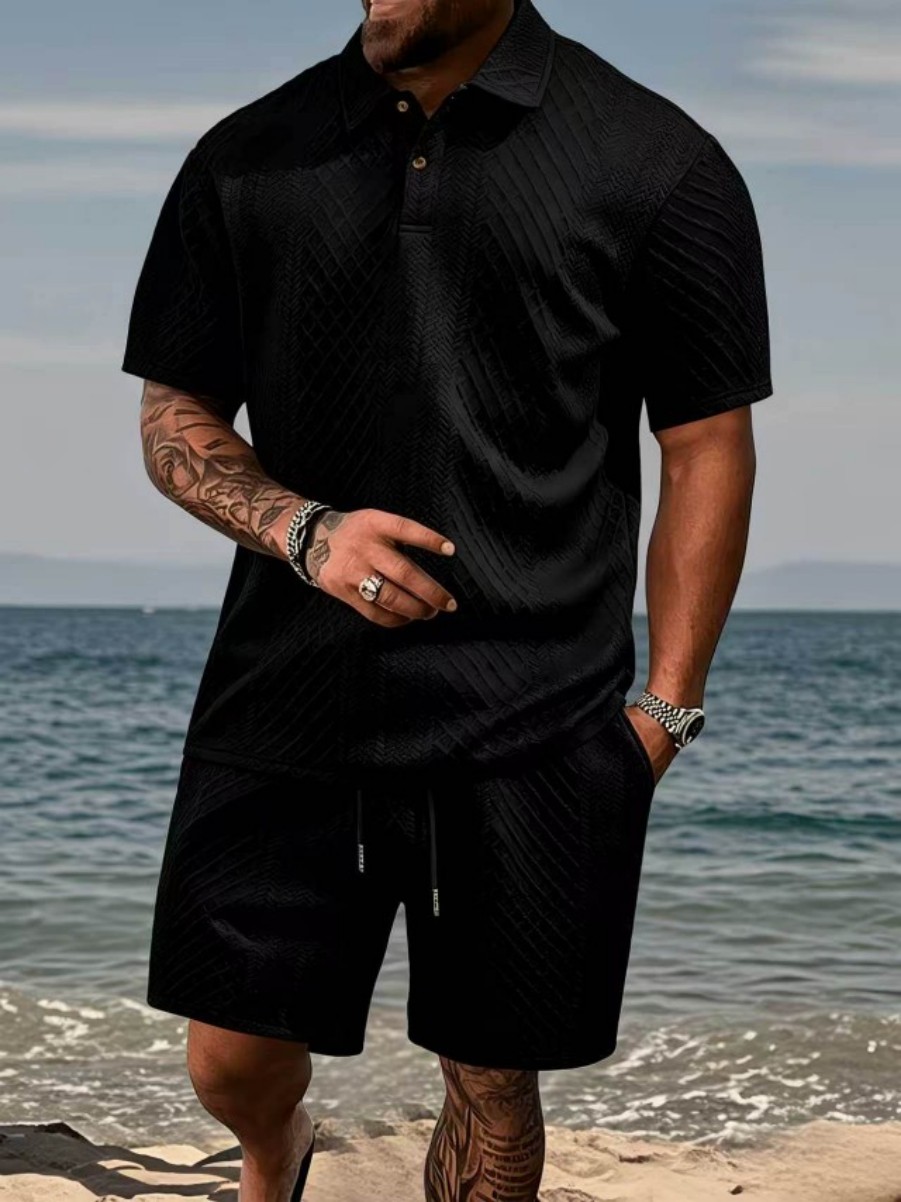 Black Solid Regular and Shorts Co-Ords