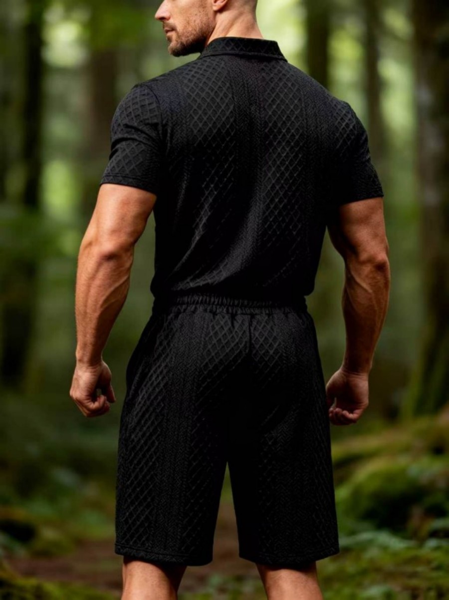 Black Solid Regular and Shorts Co-Ords