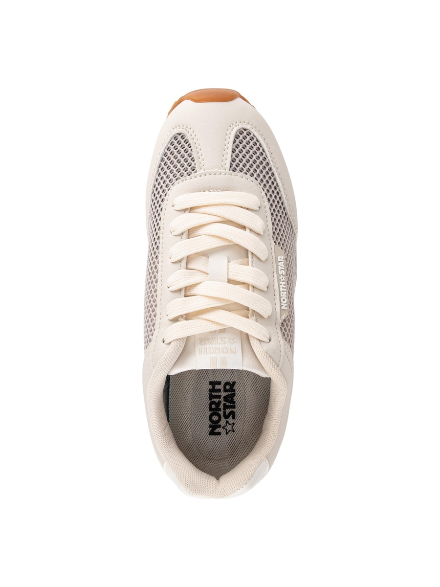 Beige Mesh Panel Lightweight Casual Sneakers