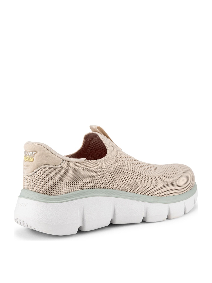 Beige Knit Casual Slip‑On Sneakers