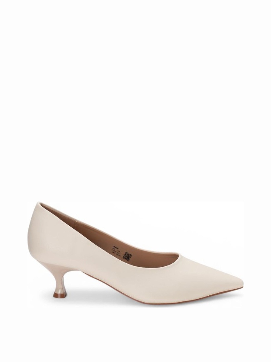 Cream Pointed Toe Kitten Heel Pumps