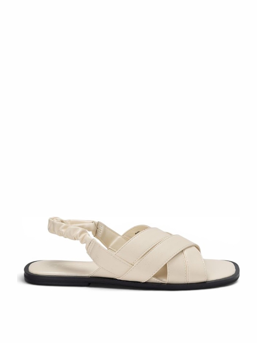 White Cross Strap Slingback Sandals