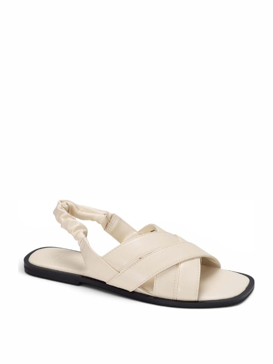 White Cross Strap Slingback Sandals