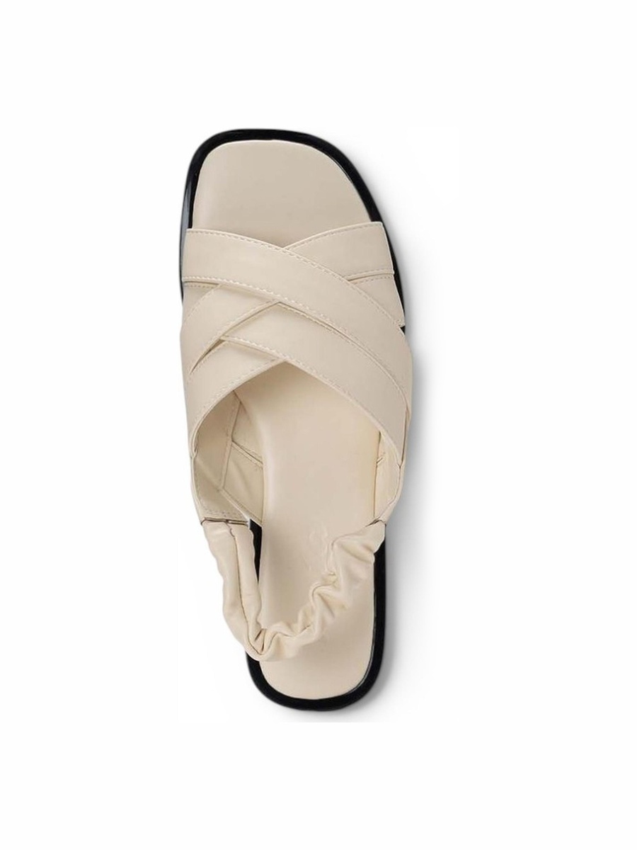 White Cross Strap Slingback Sandals