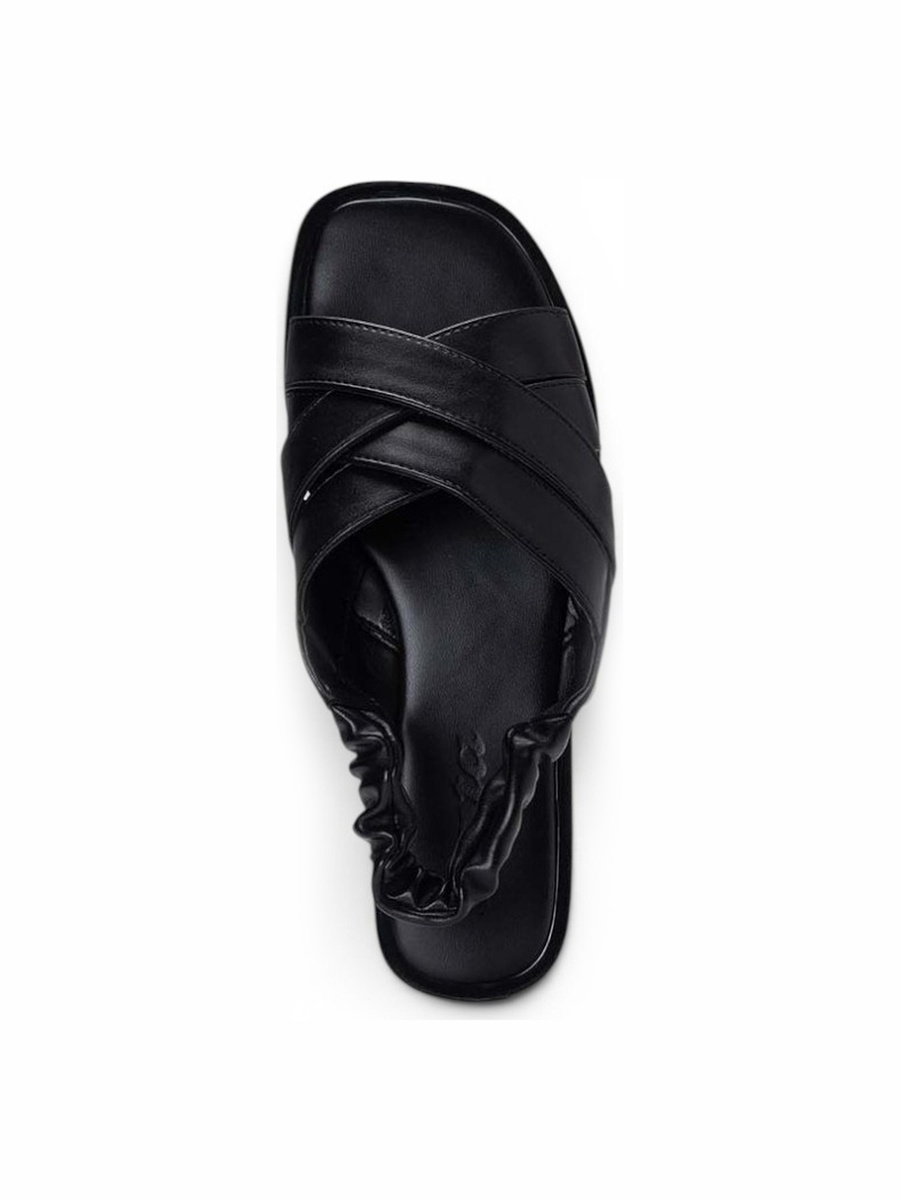 Black Cross Strap Slingback Sandals