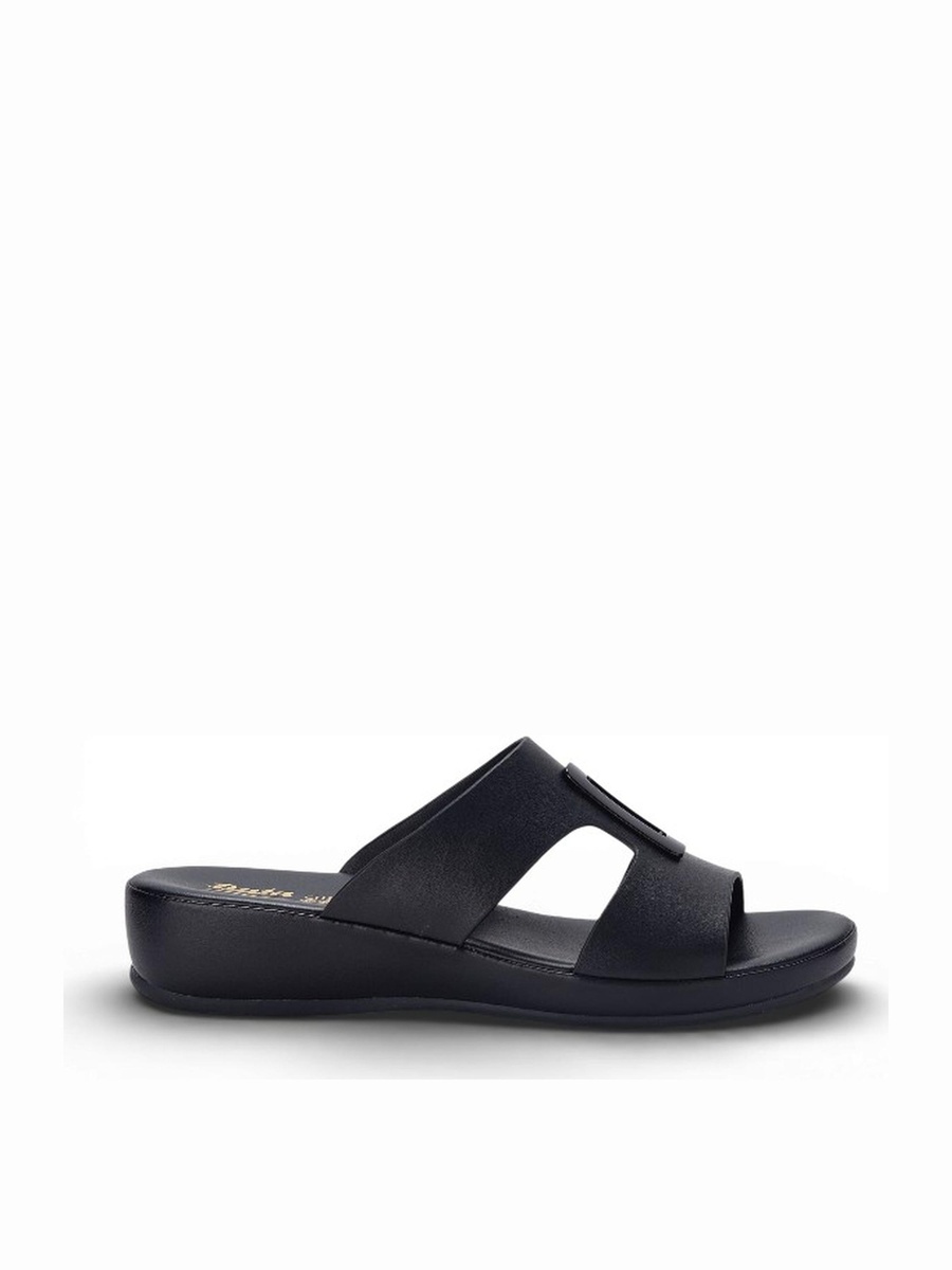Black Slip-On Flat Sandals