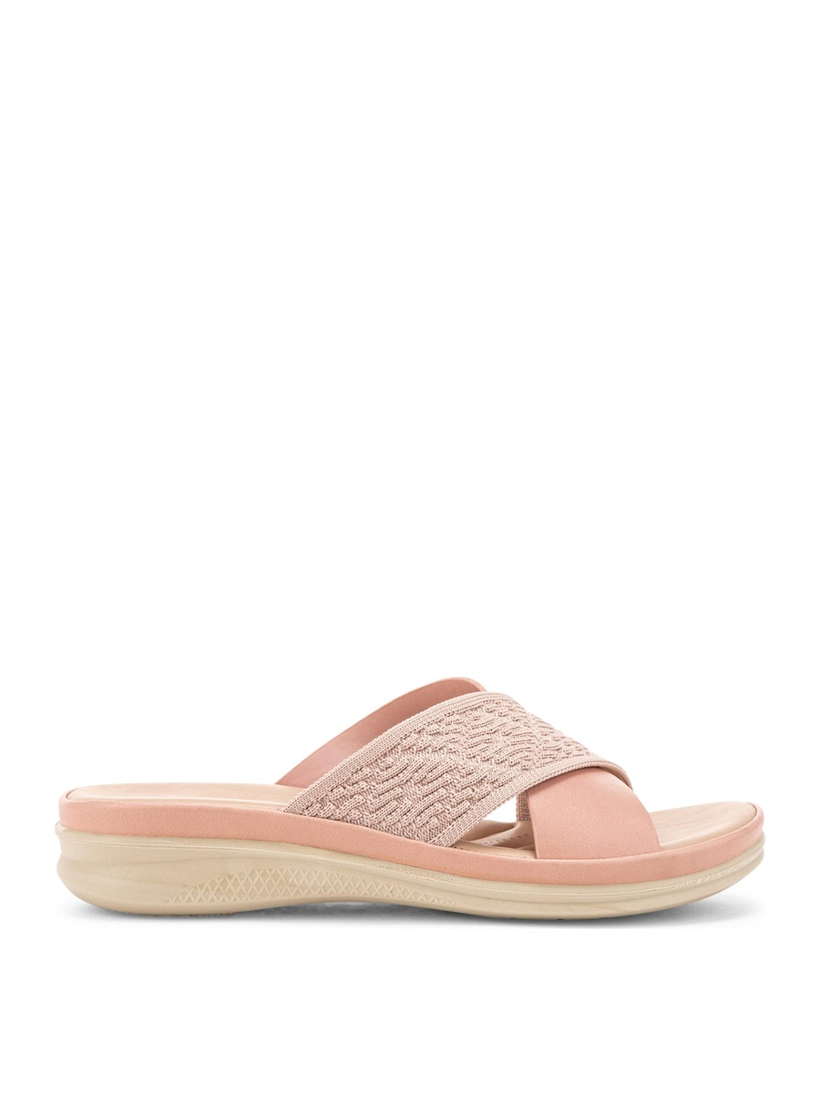 Pink Knit Strap Comfort Sandals