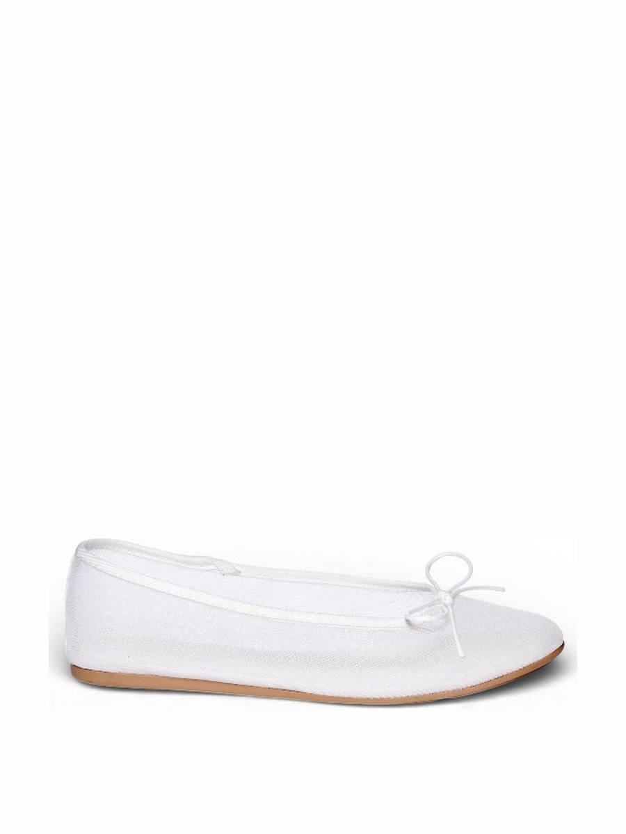 White Mesh Upper Bow Detail Ballerinas