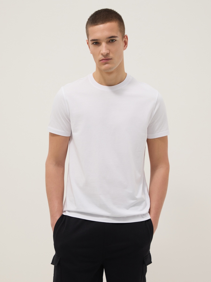 White Pure Cotton Short-Sleeve T-Shirt