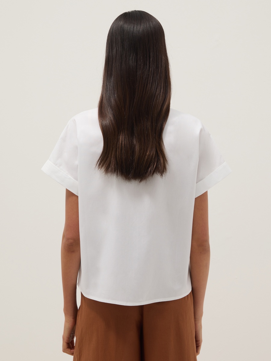 White Pure Cotton Short-Sleeve Regular-Fit Shirt