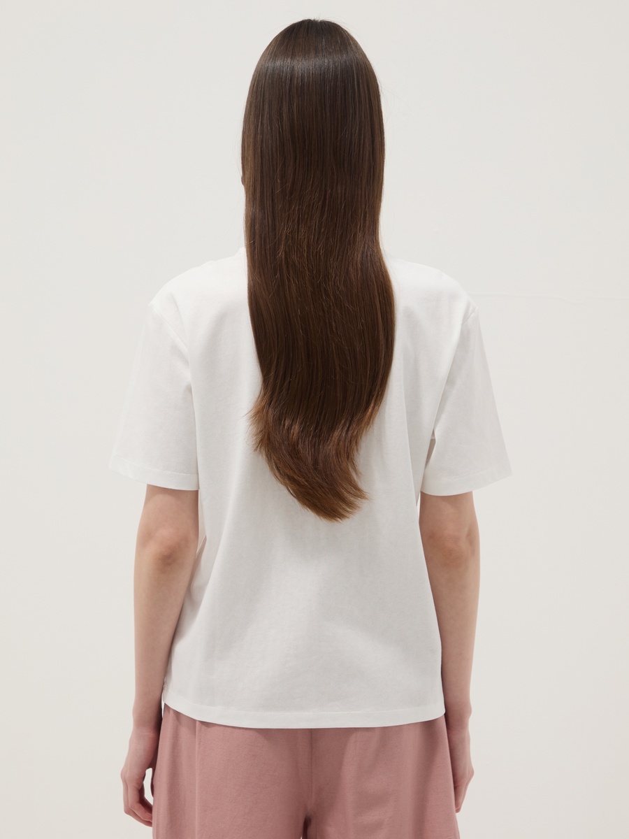 White Pure Cotton Floral Print T-Shirt