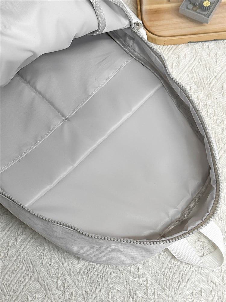 Grey Embroidered Backpack