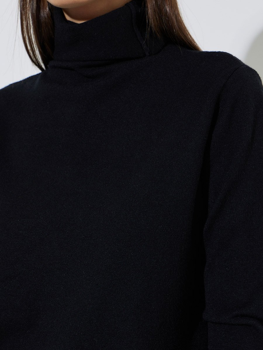 Black Turtle Neck Soft Touch Knit Sweater Top