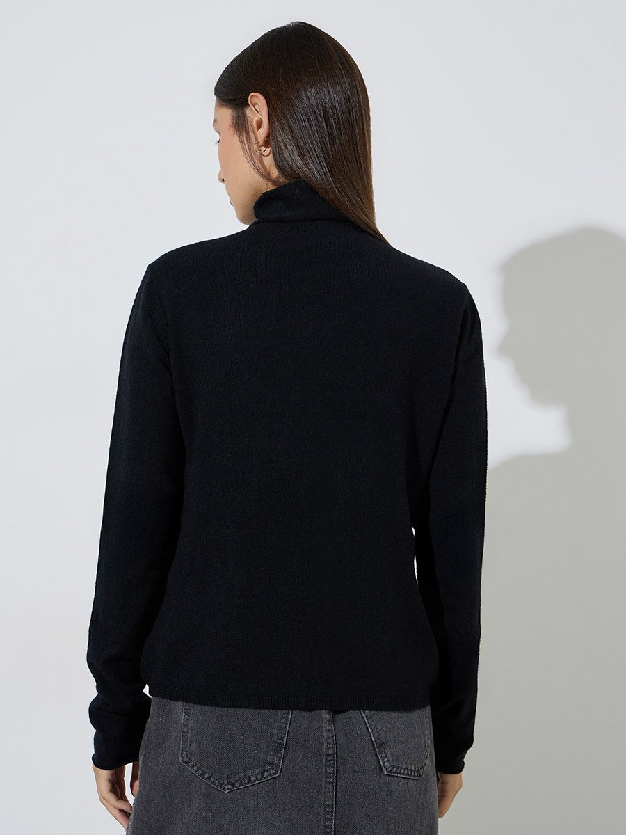 Black Turtle Neck Soft Touch Knit Sweater Top