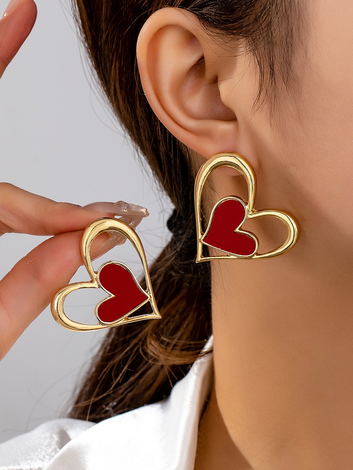 Heart Dangle Earrings - Multi-Color Casual Statement.