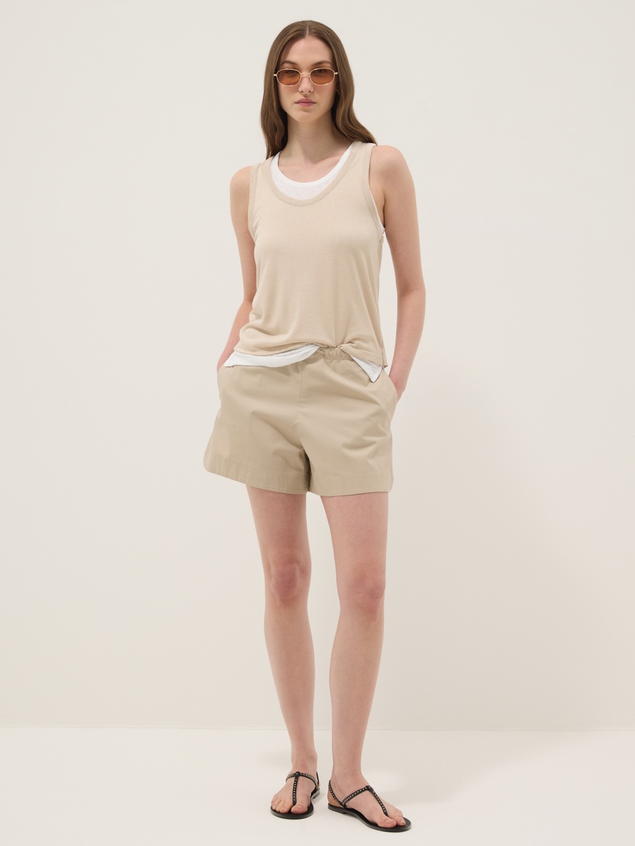 Beige Regular-Fit Viscose-Blend Tank Top