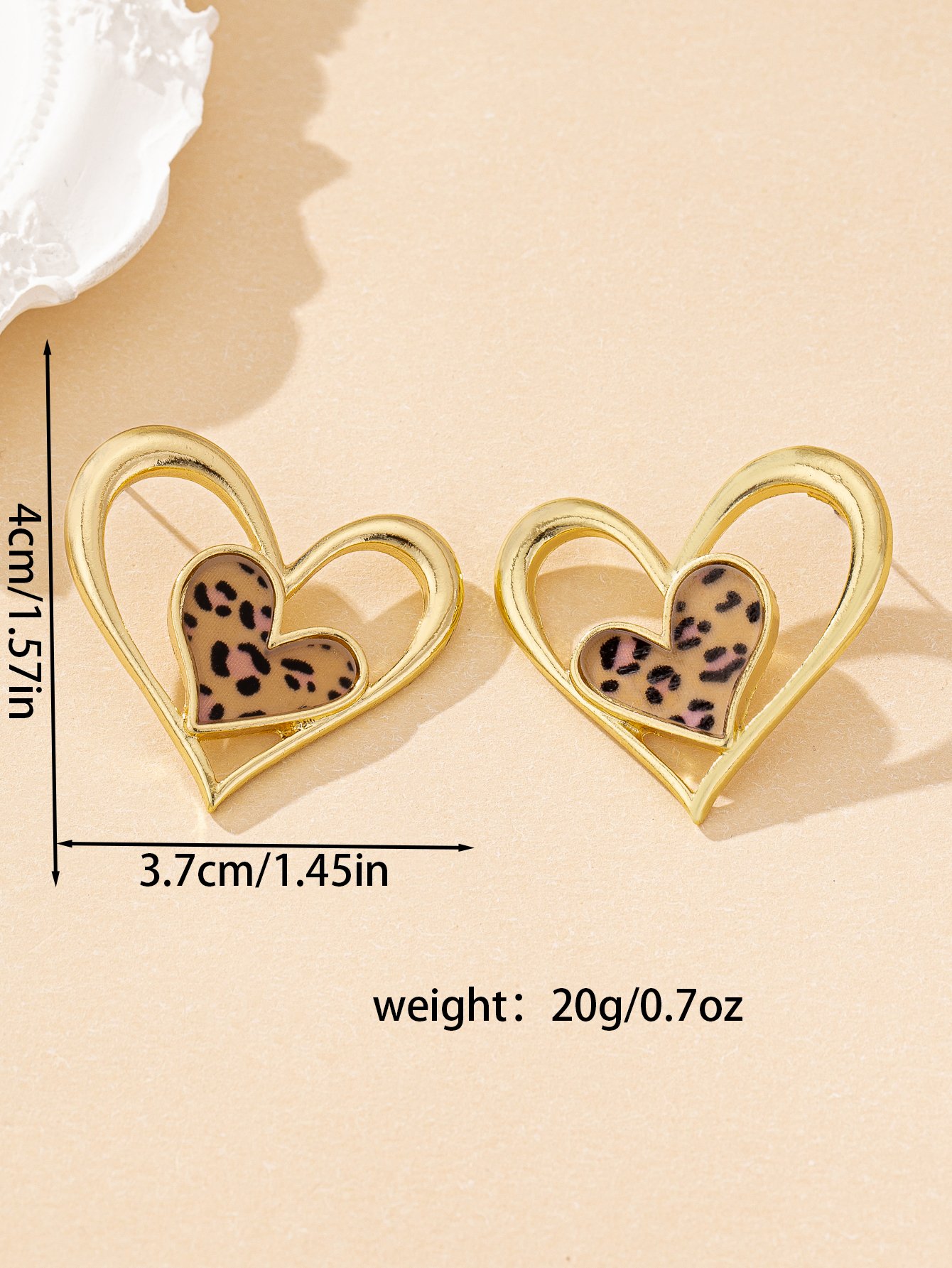 Leopard Print Heart Dangle Earrings - Multi-Color Casual Style.