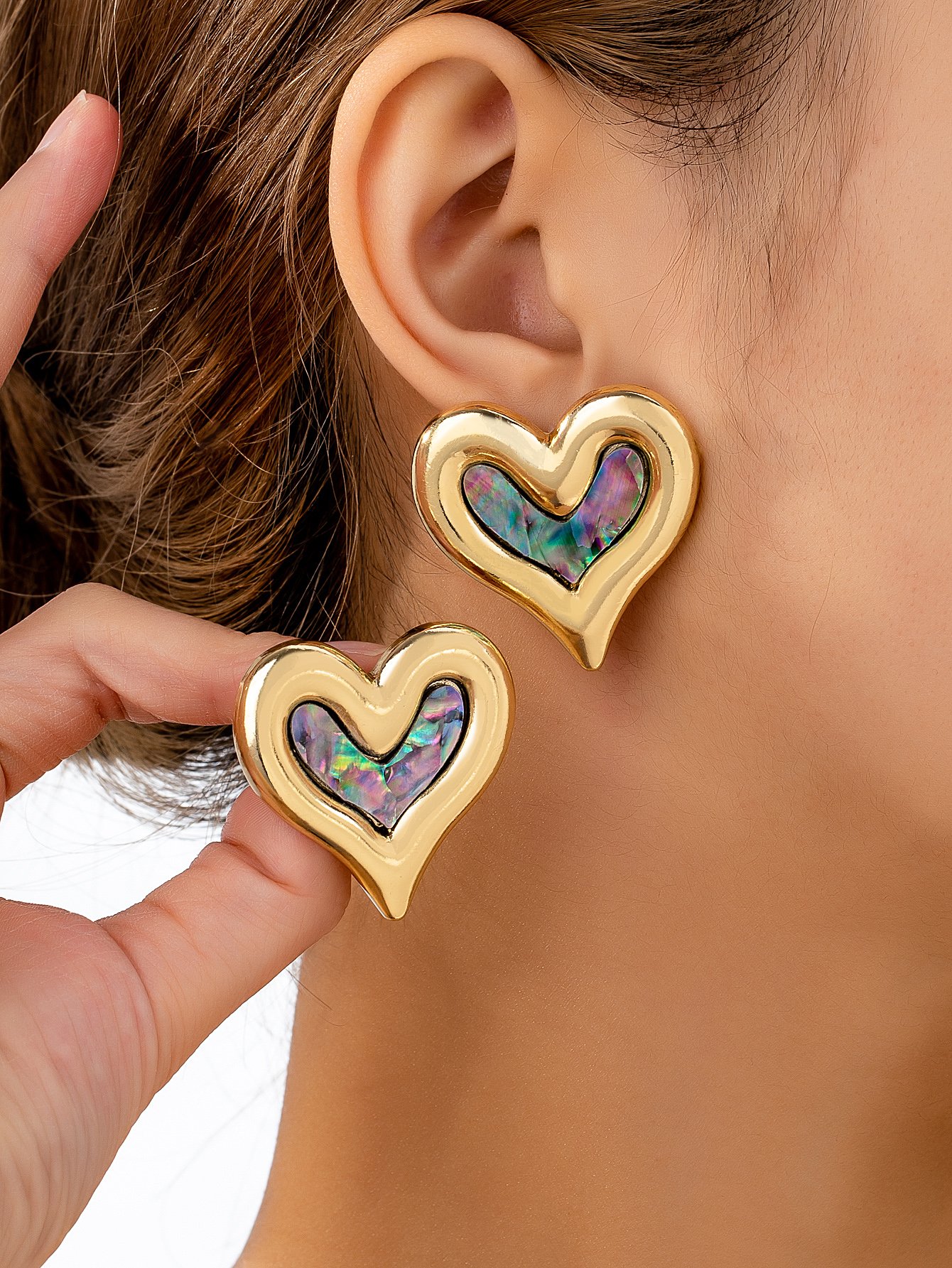 Multi-Color Heart Stud Earrings for Casual Wear.