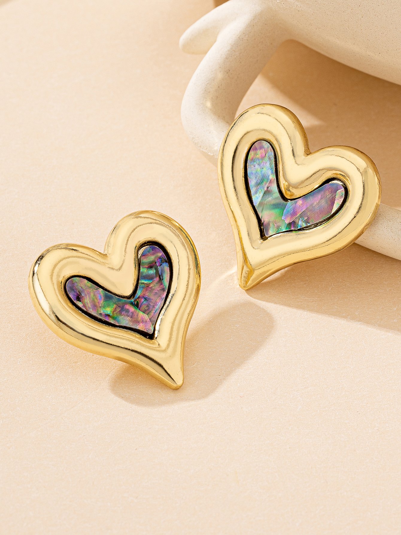 Multi-Color Heart Stud Earrings for Casual Wear.