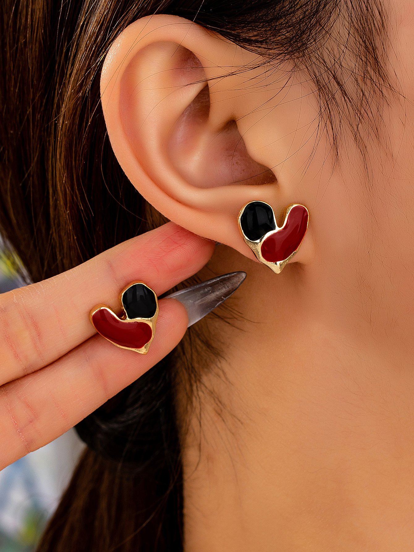 Stylish Multi-Color Heart Stud Earrings for Women.
