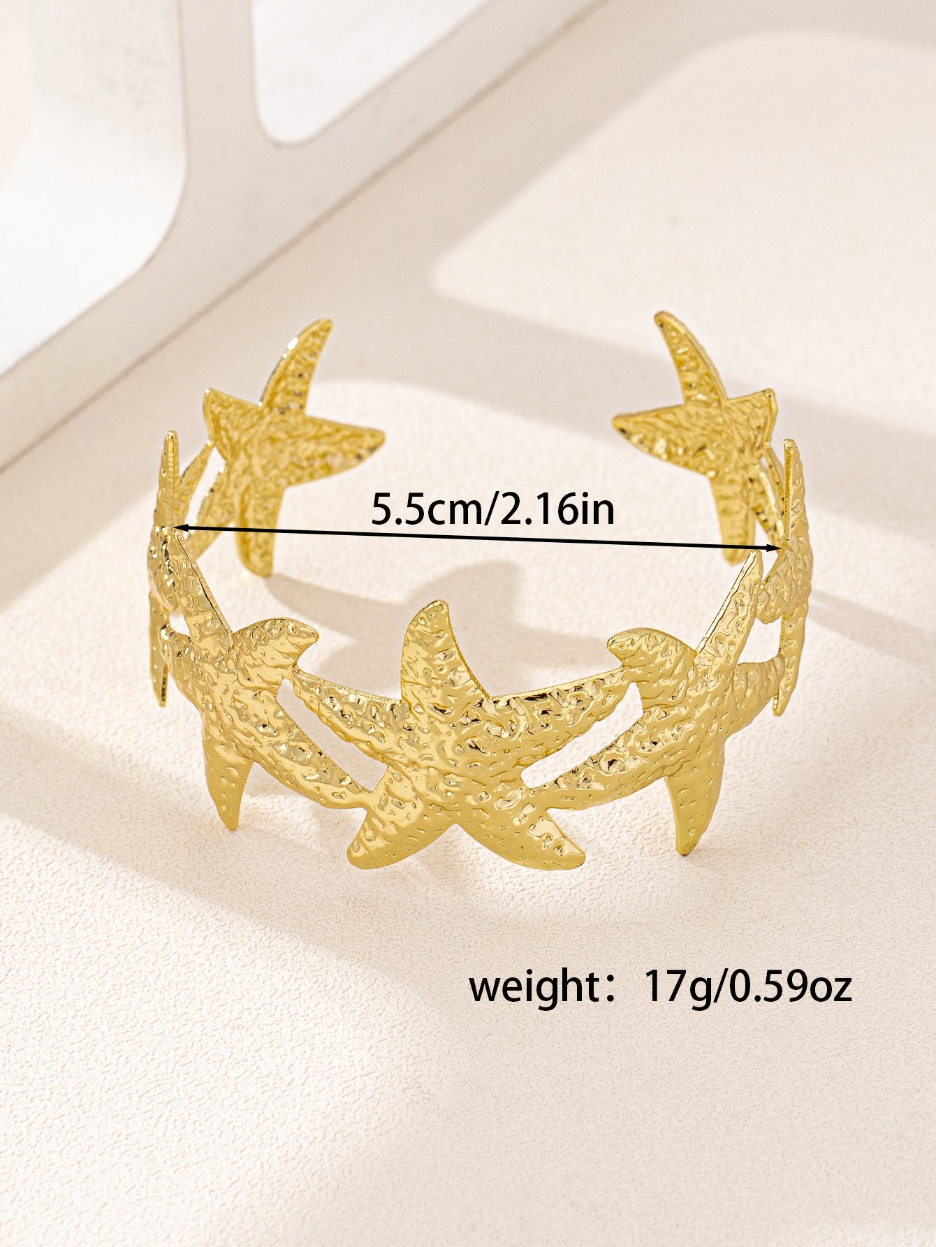 Golden Starfish Bangle Bracelet - Casual Wear Accessory.