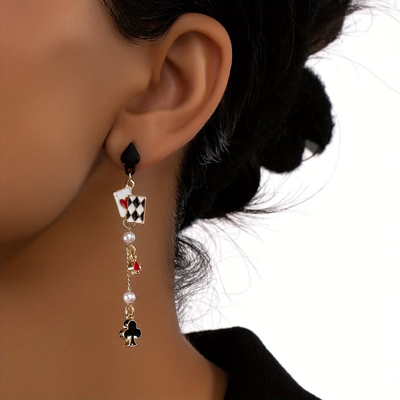 Poker Card Dangle Earrings - Multi-color Casual Jewelry.