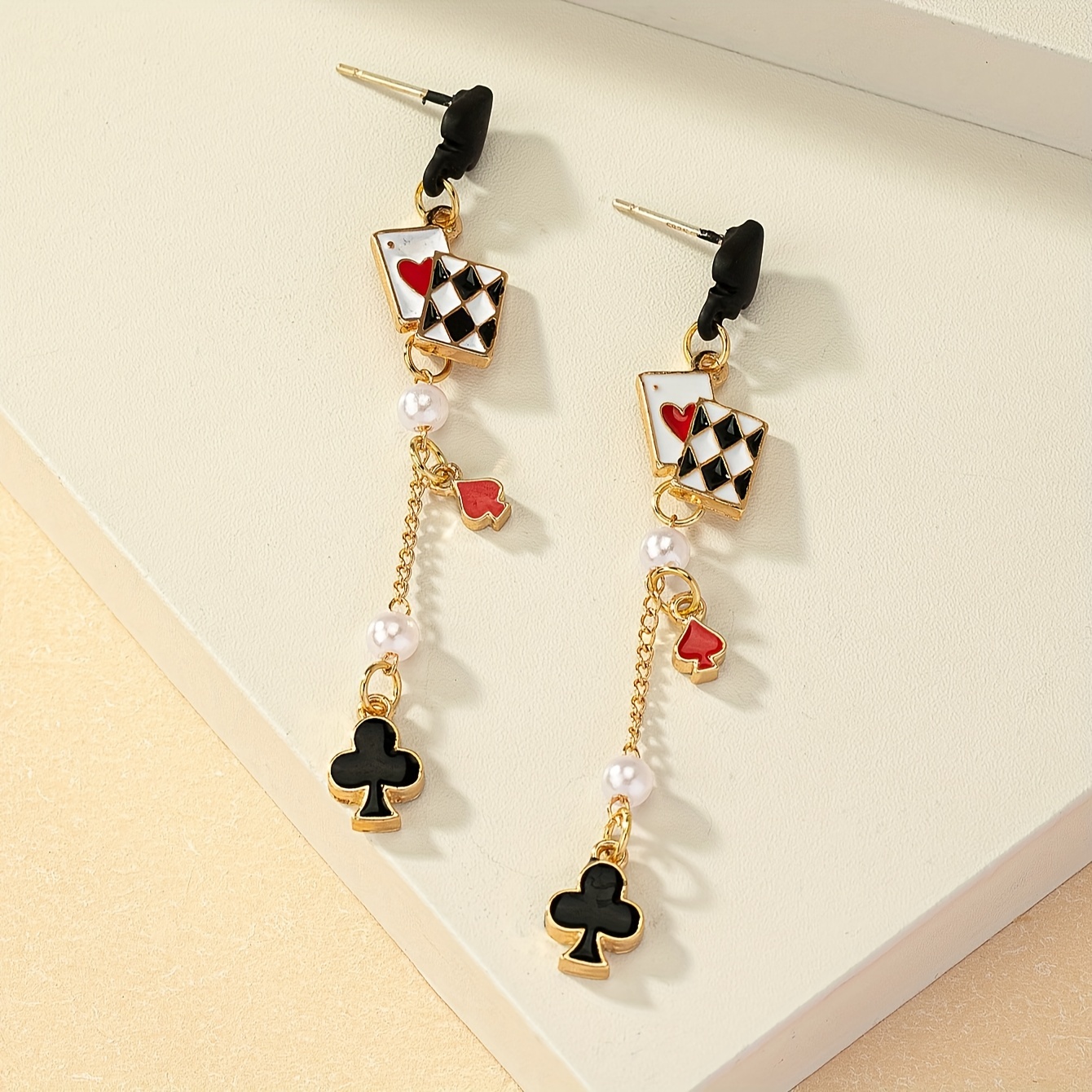 Poker Card Dangle Earrings - Multi-color Casual Jewelry.