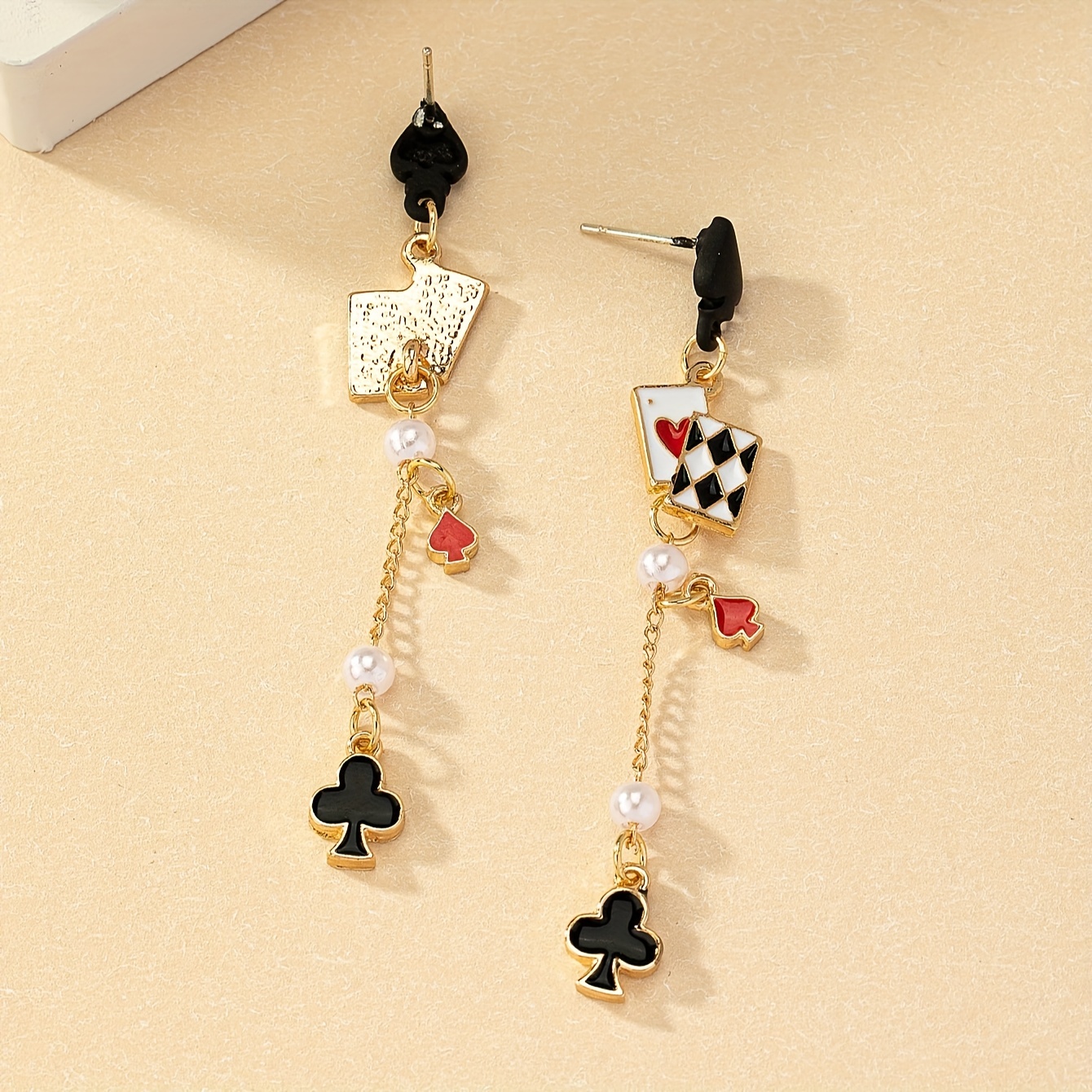 Poker Card Dangle Earrings - Multi-color Casual Jewelry.