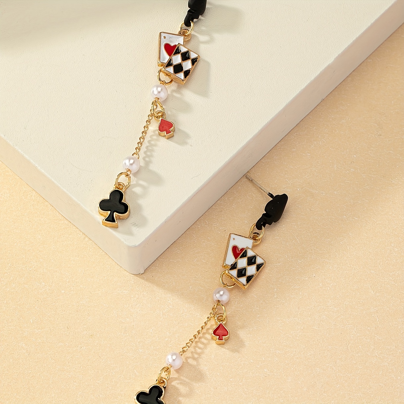Poker Card Dangle Earrings - Multi-color Casual Jewelry.
