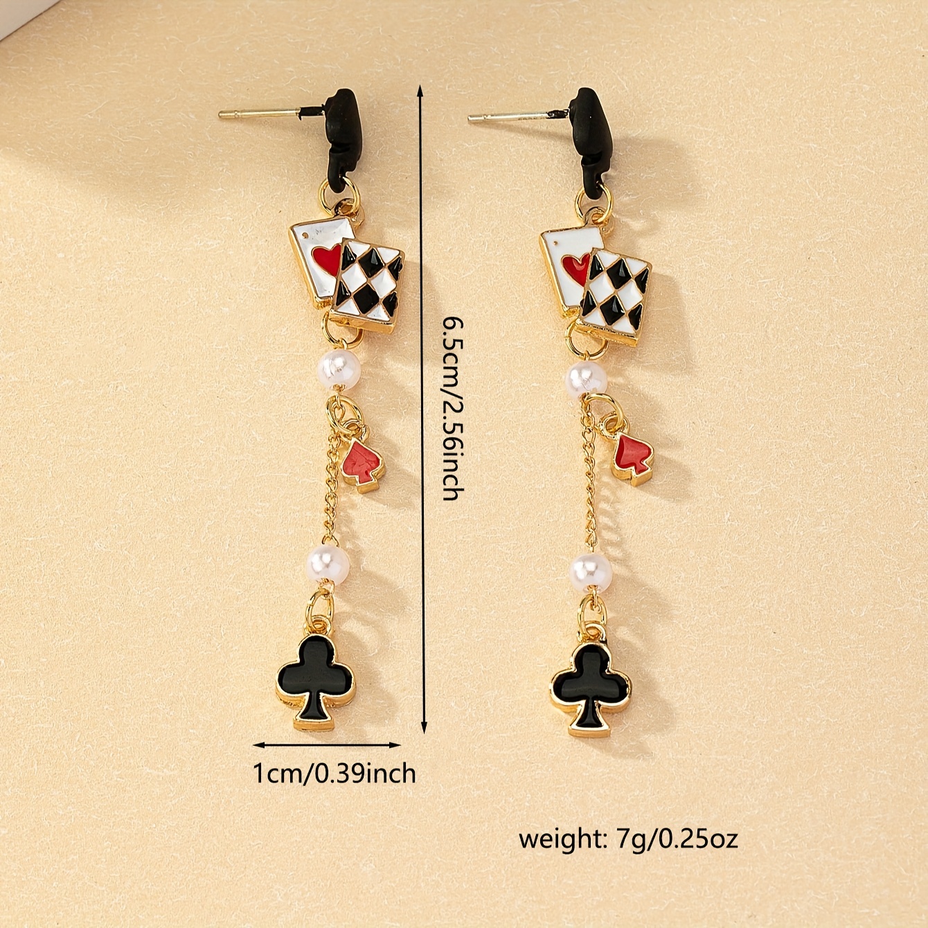 Poker Card Dangle Earrings - Multi-color Casual Jewelry.