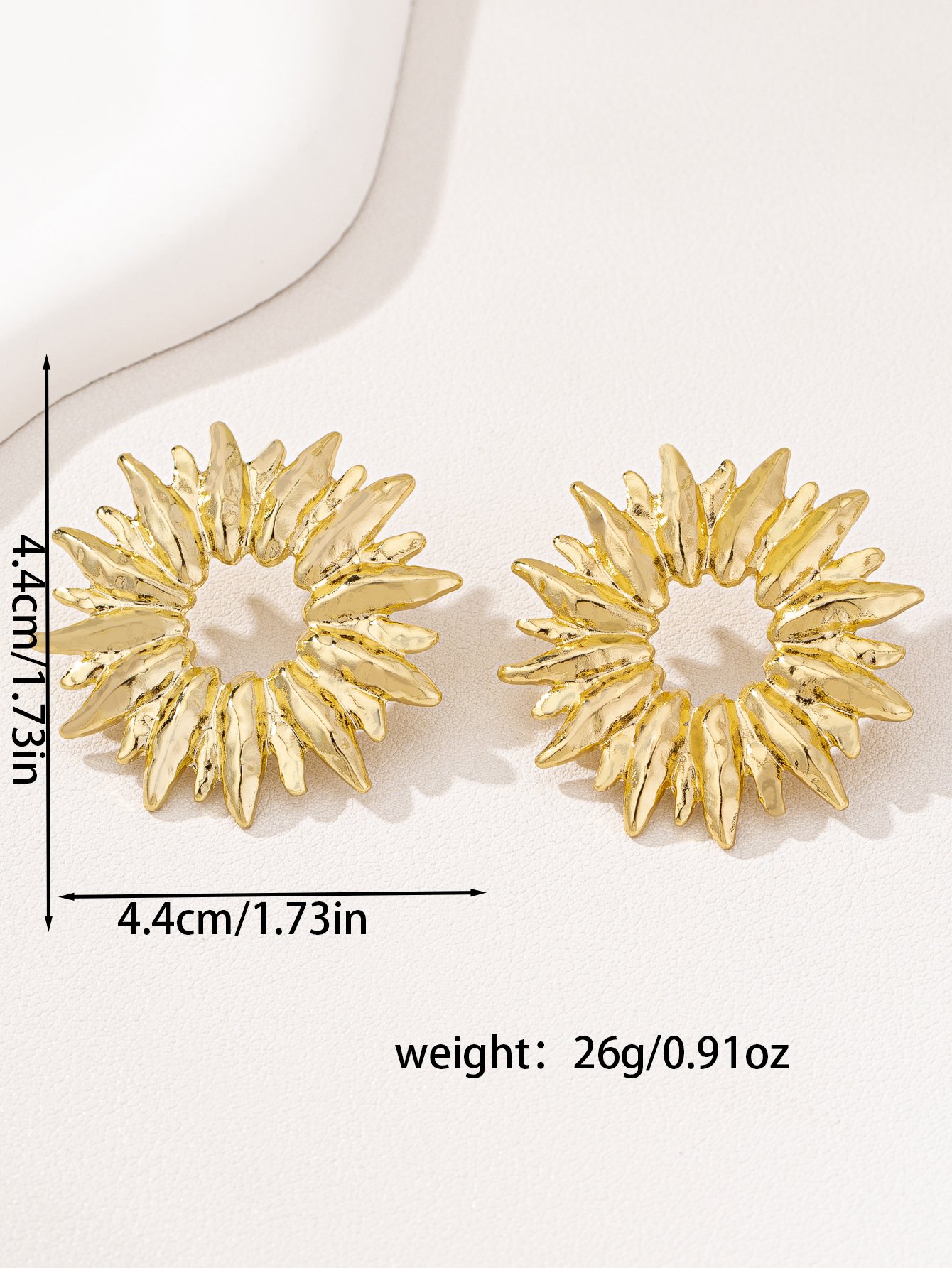Gold Sunflower Stud Earrings for Everyday Wear.