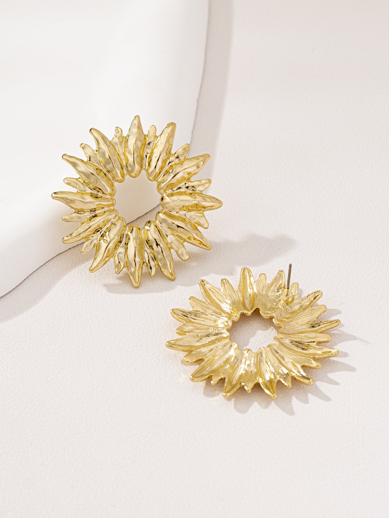 Gold Sunflower Stud Earrings for Everyday Wear.