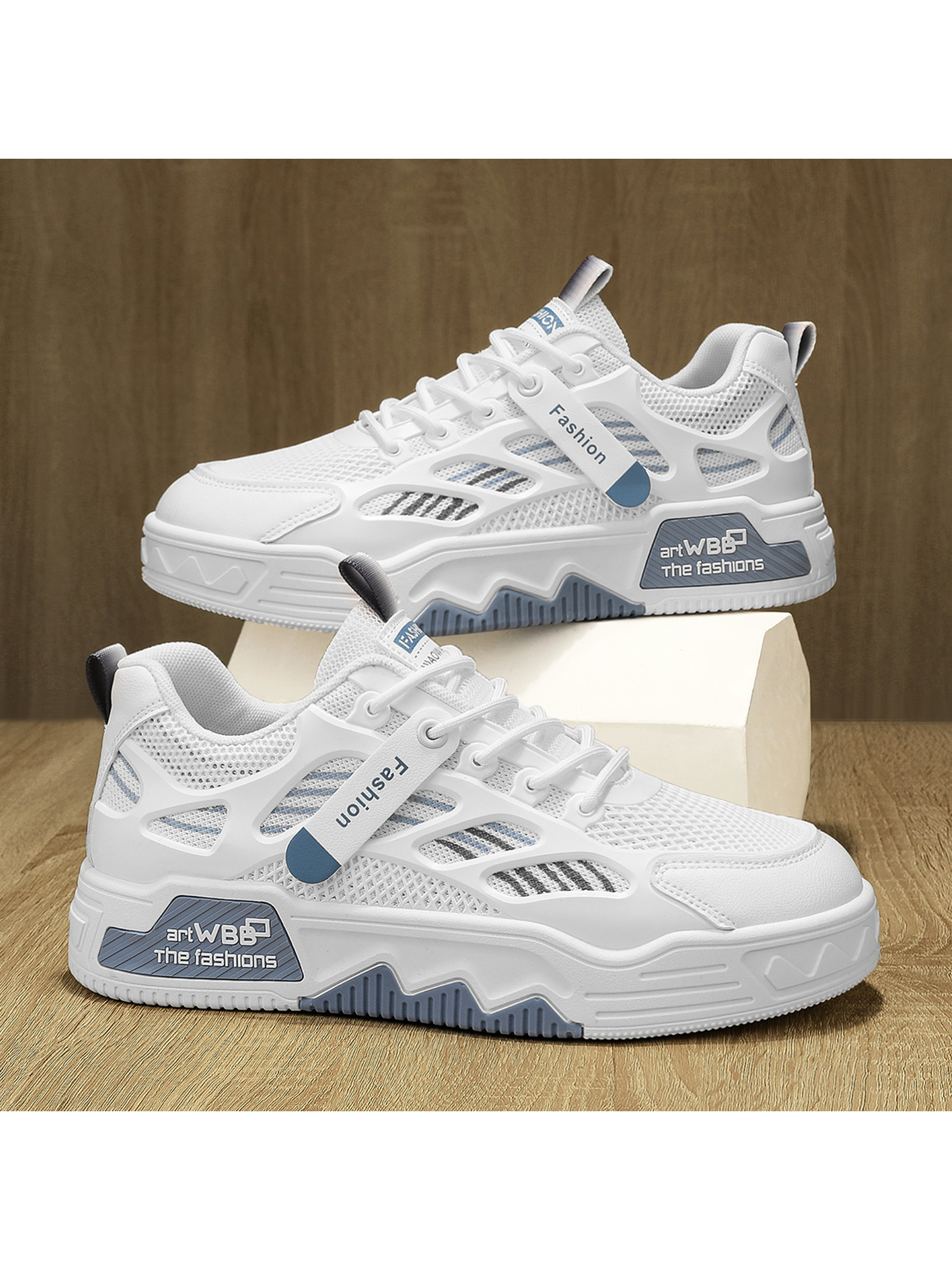Men KPU Textile Chunky Lace-Up Casual Shoes