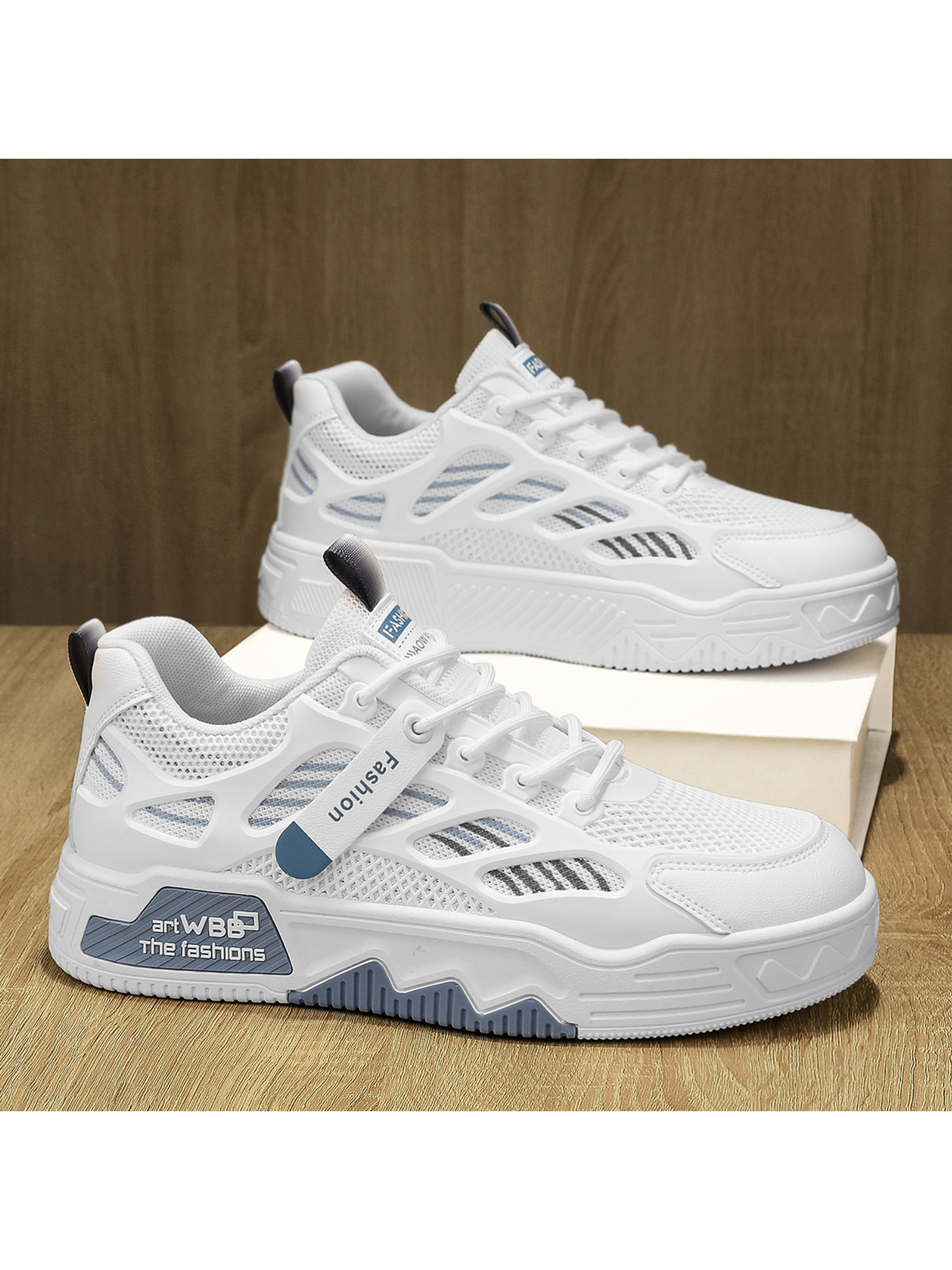 Men KPU Textile Chunky Lace-Up Casual Shoes
