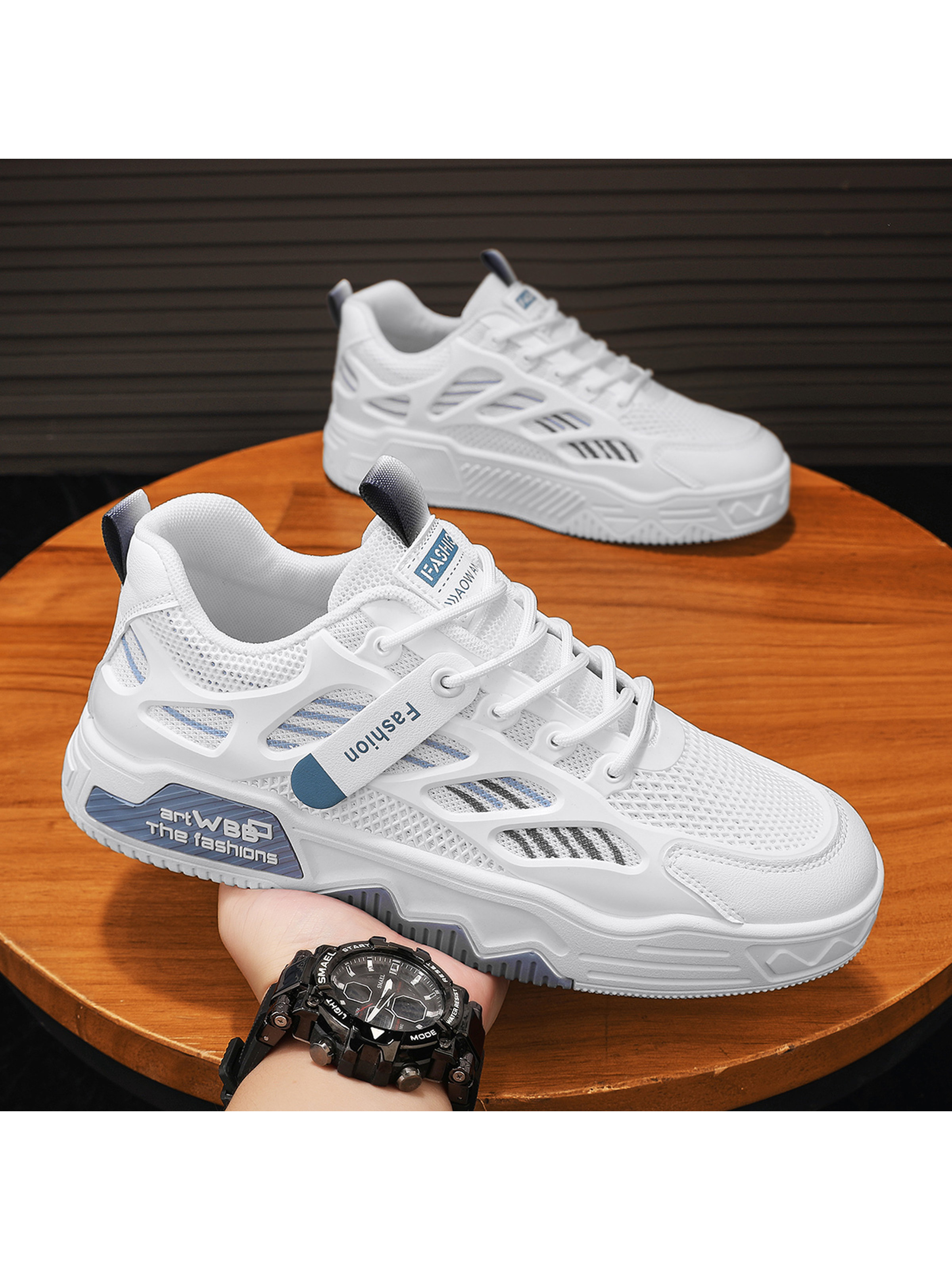 Men KPU Textile Chunky Lace-Up Casual Shoes